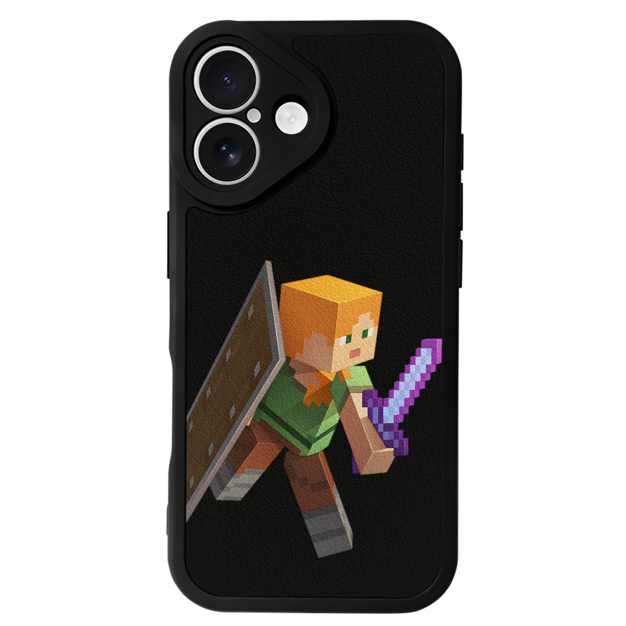 （画像用） マインクラフト ブロックの世界 Minecraft MC Block world 【iPhone 16シリーズ対応】シリコンスマホケース（レザー調） 材質：シリコン